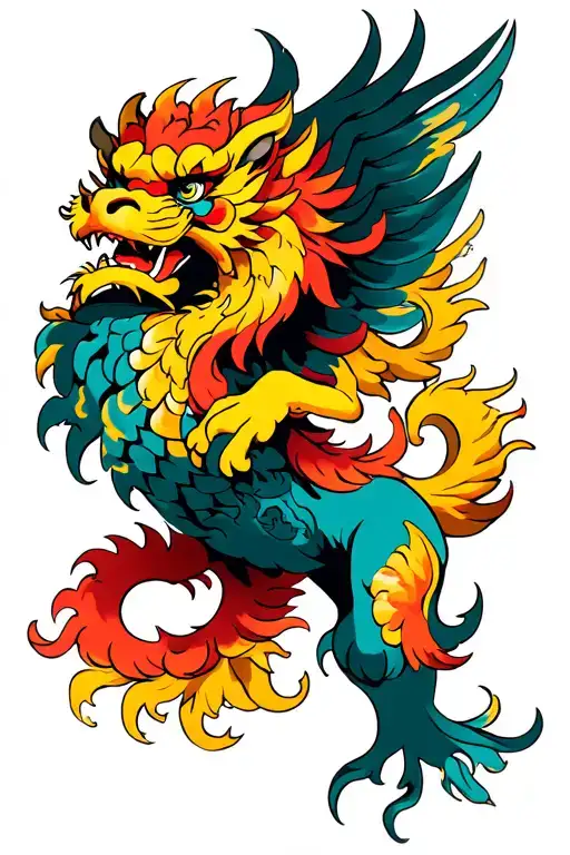 Foo Dog Flying Down Leg