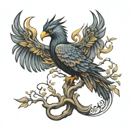 Phoenix And Tree Intertwined