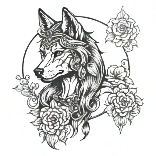 Gypsy Wearing Wolf Head Front View
