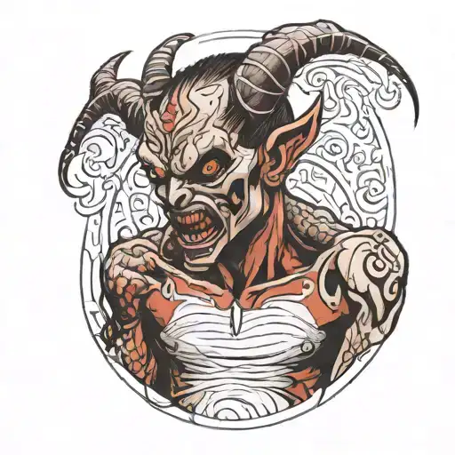 Demon Looking Out From Inside Clients Back With Fingers Pulling The Skin Aside