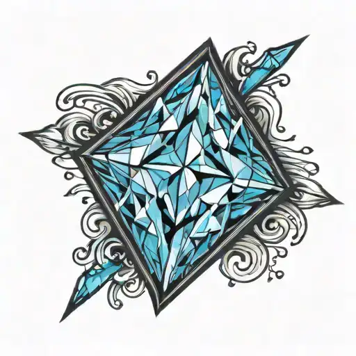 Blue Diamond With Paint Brush Dripping Black Paint Down Over Diamond