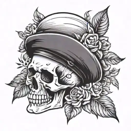 Skull With Beret On Head