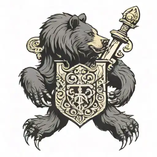 Coat Of Arm With A Black Bear Standing