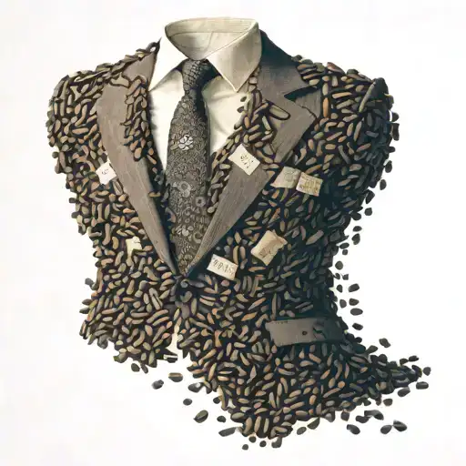A Business Suit Made Out Of Coffee Beans With Movie Tickets As The Tie