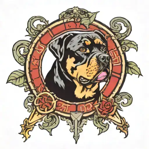 Solomon Seal With Rottweiler Surrounded By Power Symbols