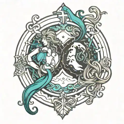 Gemini And Aquarius Zodiac Sign Intertwined Minimal