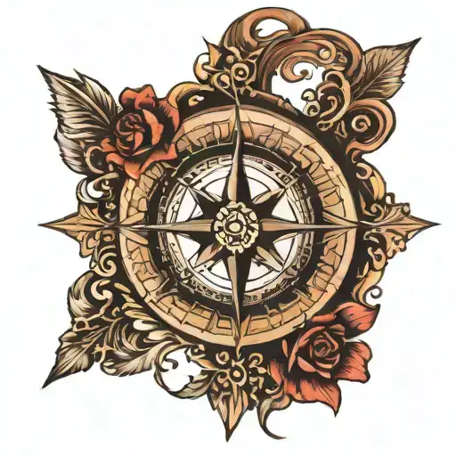 Compass Cross Tattoo Design