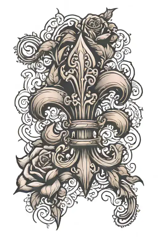 Fleur De Lis With Rose