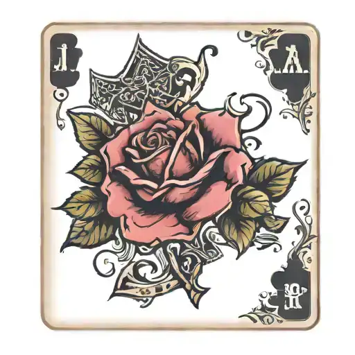 Rose And Joker Card Depicting