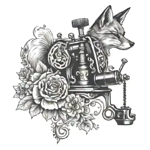 Tattoo Machine And Fox