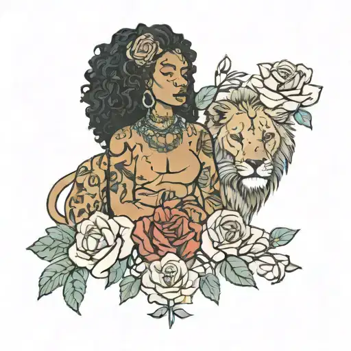 The Name Imani Kapprion Sawyer With Flowers And A Female Lion