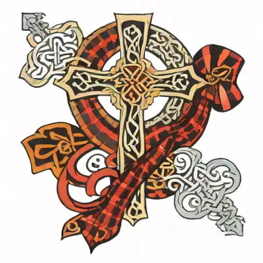 Celtic Cross Wrapped Tartan Pattern Incorporating