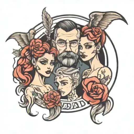 Dad With Two Daughters