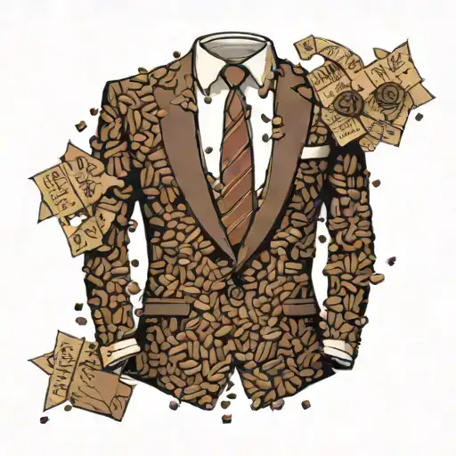 A Business Suit Made Out Of Coffee Beans With Movie Tickets As The Tie