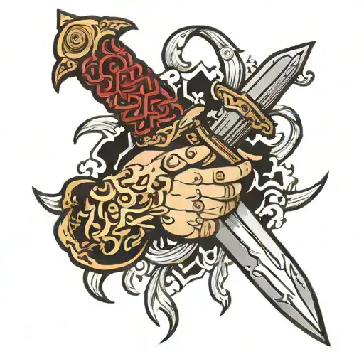 Hand Holding Dagger By Blade