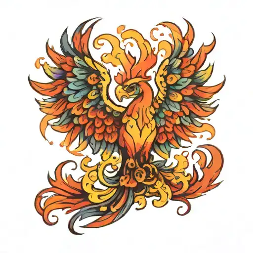 Colorful Phoenix Rising From The Ashes
