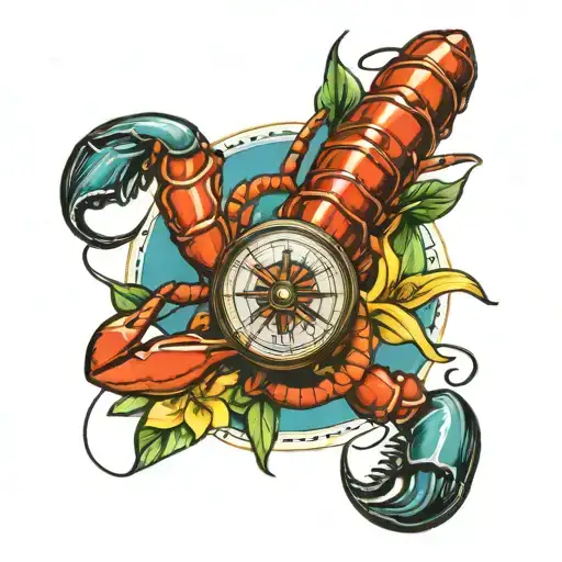 Lobster With Compass And Daffodil