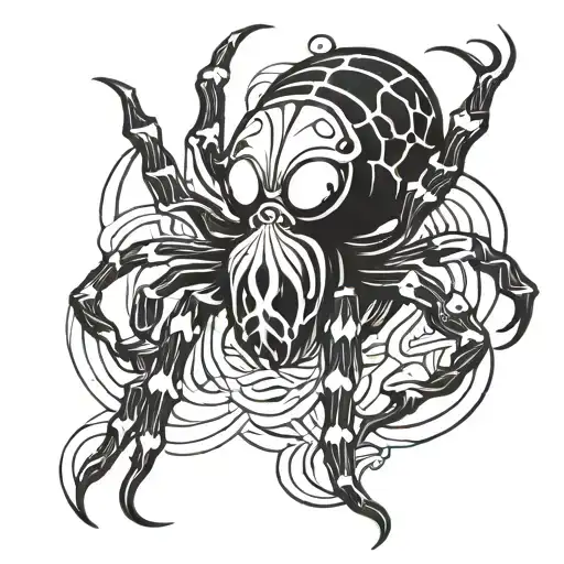 Yokai Spider Black And White Symetrical