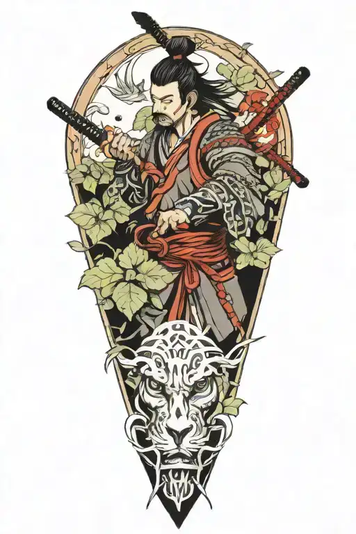 Samurai With Plants Intertwined