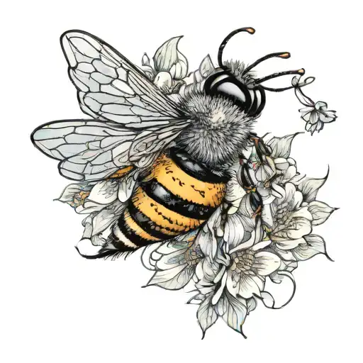 Bee Transforming Into A Fairy Sourrounded By Flowers