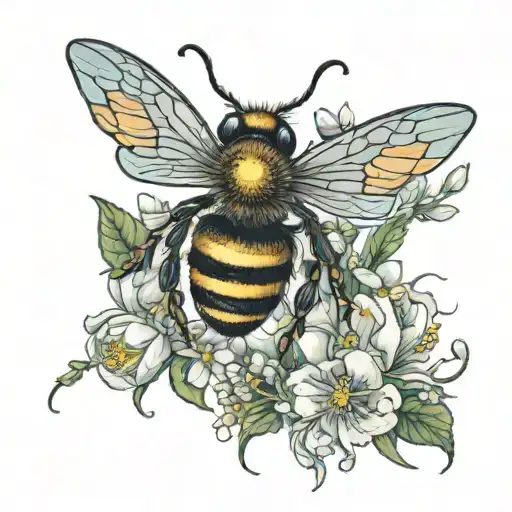 Bee Transforming Into A Fairy Sourrounded By Flowers