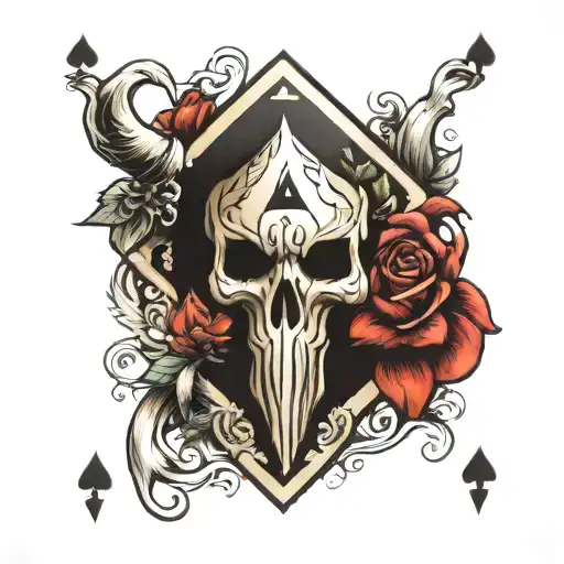 Ace Of Spades Card With Bull Skull
