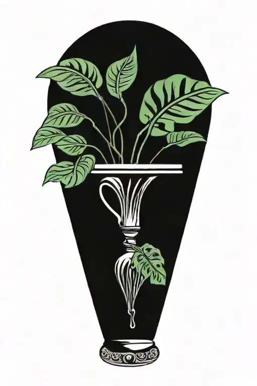Vase With Alien Design With Monstera Plant
