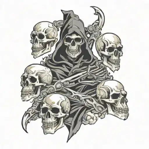 Grim Reaper And Skulls