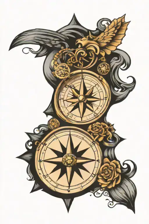 Compass Cross Tattoo Design