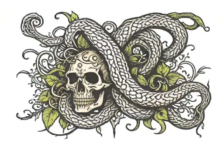 Trident With Roots And Snake Wrapped Together