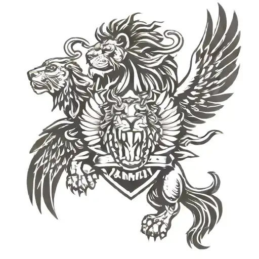 Family Crest Lion And Wings Rude Boy Figure