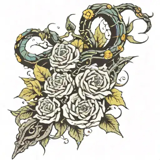 Thorns With Flowers And Snakes Creepy