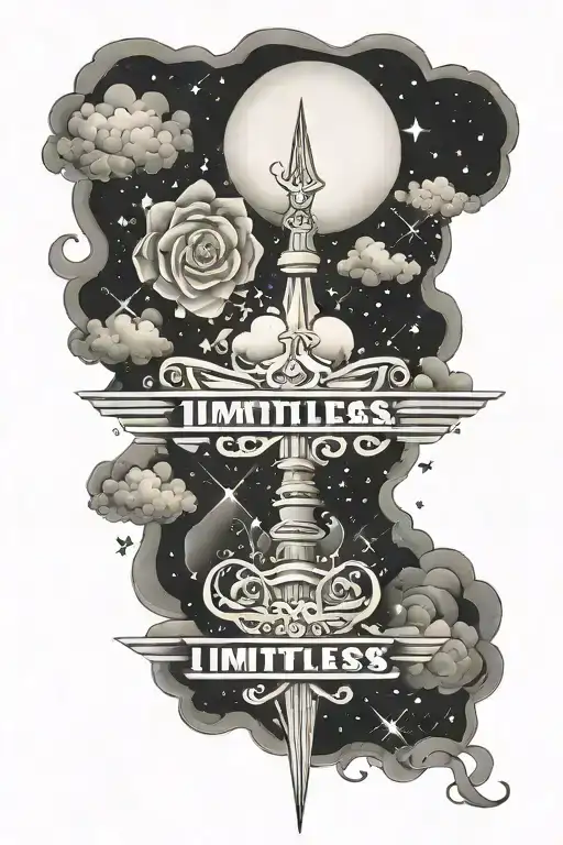 The Word Limitless With Stars Shining Clouds