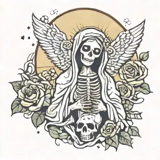 Mother Mary As A Skeleton But Kind Of Cartoonish And Cute