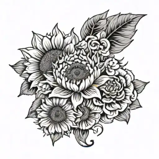 Sunflower And Carnation Flower