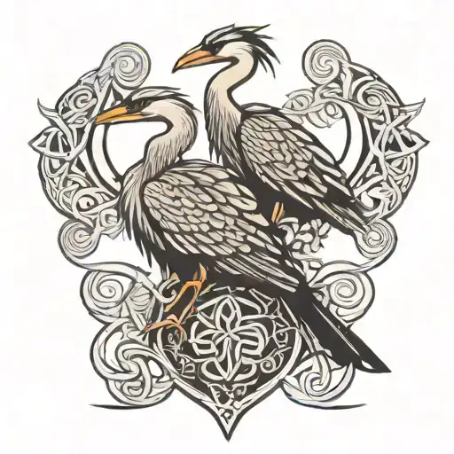 Celtic Herons On Shoulder