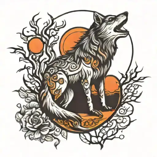 Lone Wolf And Moon Rising