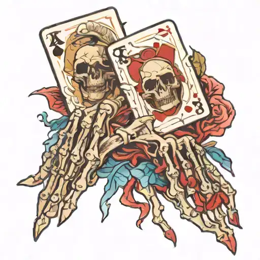 Skeleton Hand Bloody Pair Of Cards
