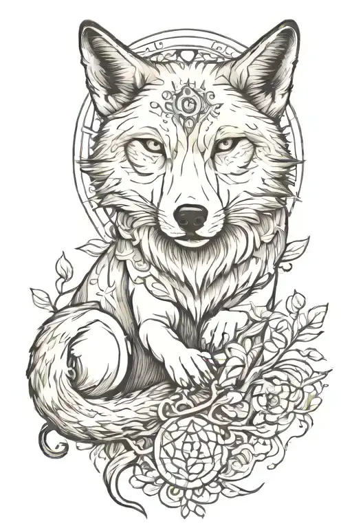 Wolf Meditate Branch Overlooking A Peaceful