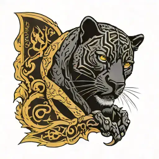 Detailed Black Panther Forearm Tattoo With Bible Verse