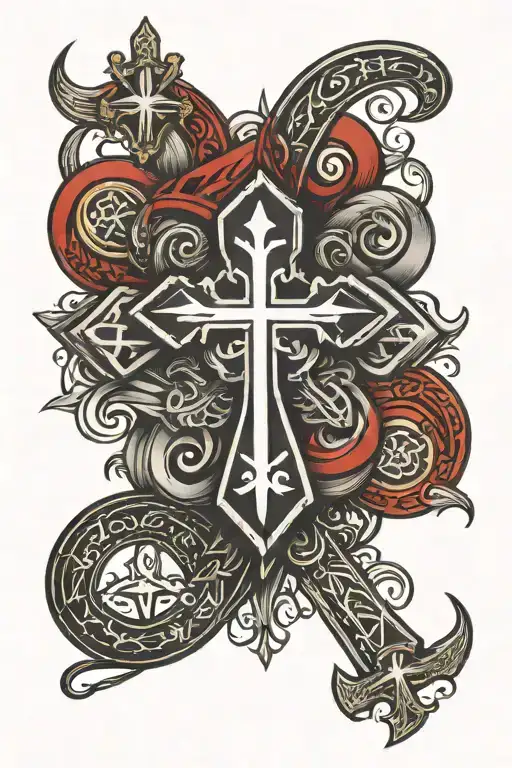 Red Star Belgrade With Orthodox Cross Intertwined