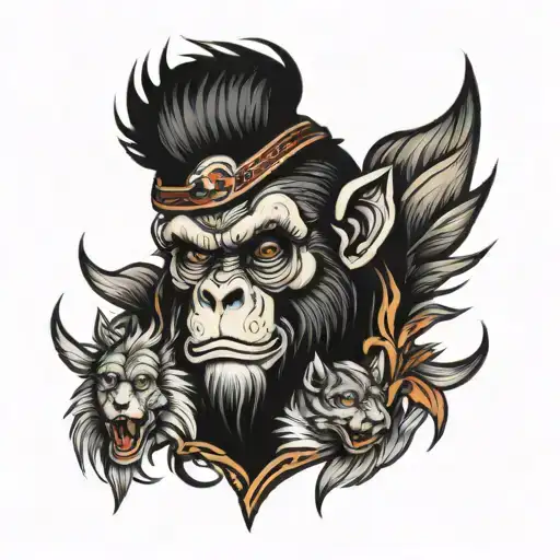 Combination Of Monkey And Wolf