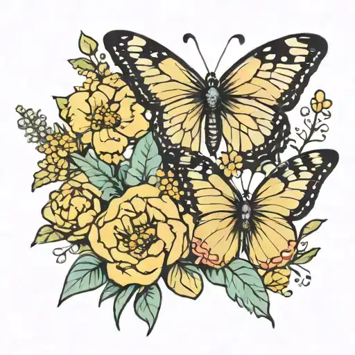 April Birth Flower Bouquet With Butter Fly