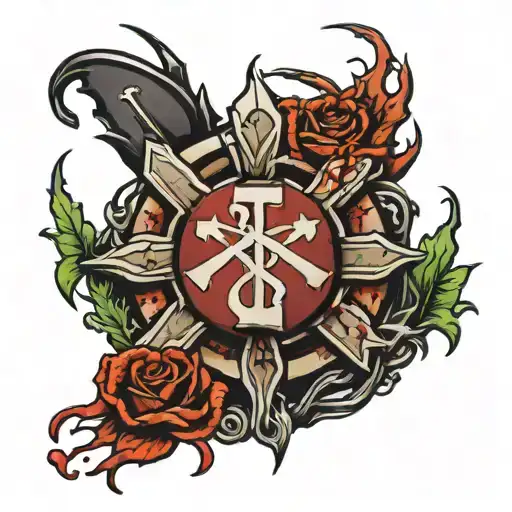 Emt Symbol Wrapped In Thorns And Blood Dripping