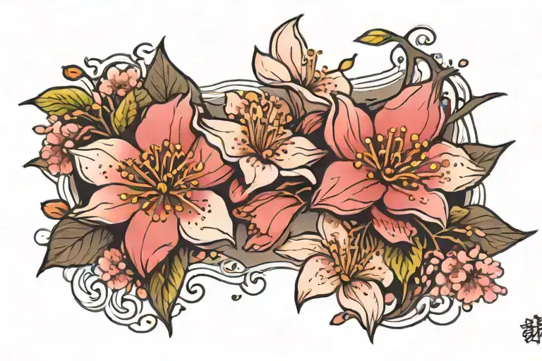 Cherry Blossoms With Unrequited Love In A Elegant Font