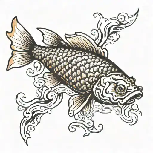 Tattoo With Coy Fish Swimming