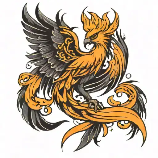 Orange Phoenix With The Cancer Ribbon For A Tail