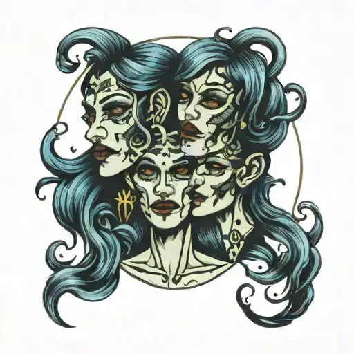 Gemini Zodiac 3 Faces One Laughing