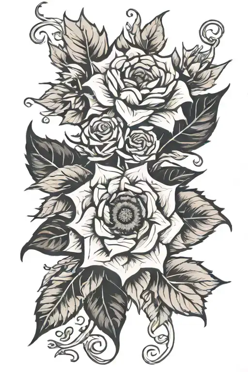 Antler Rose Sunflower Intertwined