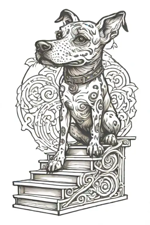 Courage Dog On Step Platform